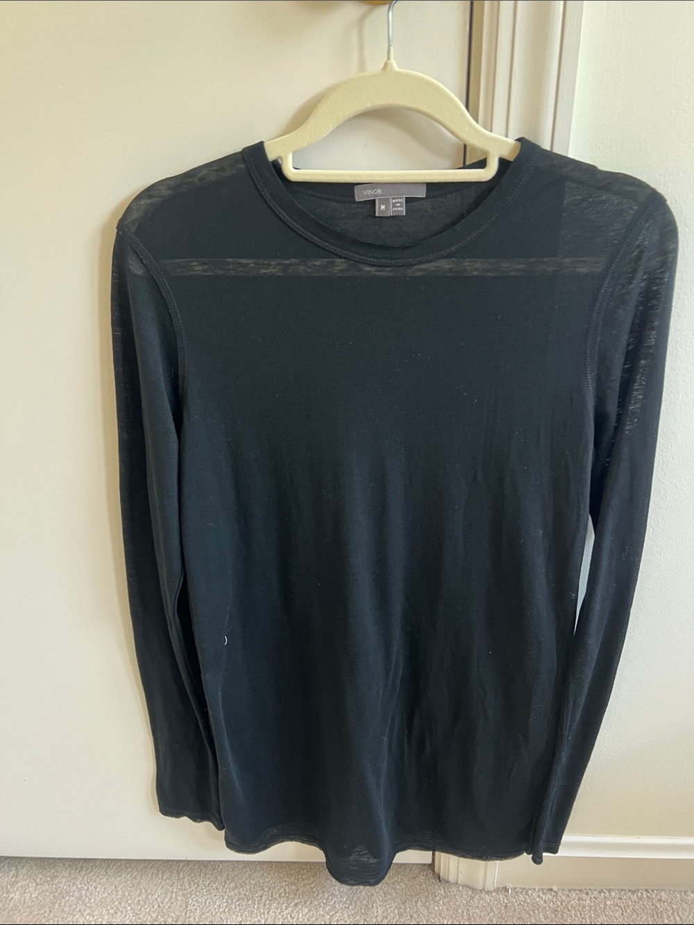 Vince Black Long-Sleeve Crewneck Shirt